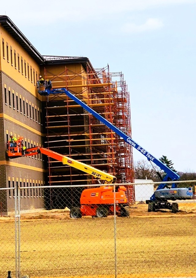 Construction of a new multi-million dollar transient troop training barracks is shown April 27, 2021, at Fort McCoy, Wis. Contractor L.S. Black Constructors was awarded a $20.6 million contract to build the barracks in September 2019. The planned...