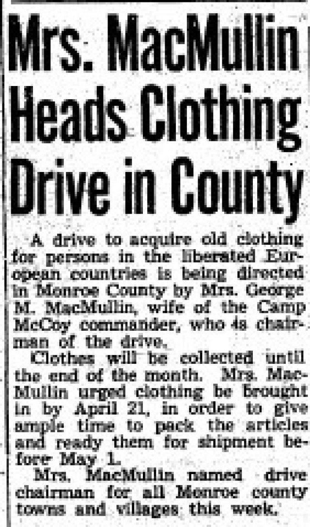 This is a news clipping from the April 14, 1945, edition of The Real McCoy newspaper at Fort McCoy, Wis. During that time, the installation was busy preparing service members for fighting in World War II. (U.S. Army Historical Photo)
