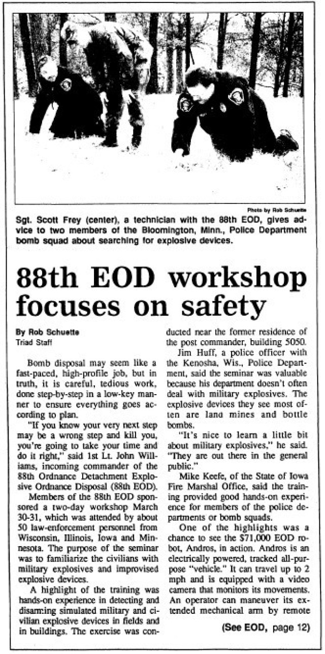 This is a news clipping from the April 14, 1995, edition of The Real McCoy newspaper at Fort McCoy, Wis. During that time, the installation was continuing its mission training service members largely from the Army Reserve and National Guard. (U.S....