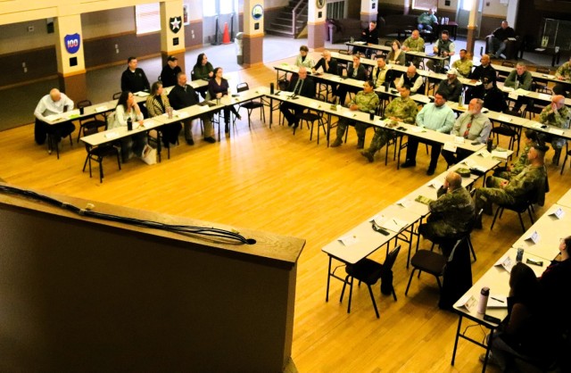 Fort McCoy team members participate in the first session of the Installation Real Property Planning Board on April 9, 2025, at Fort McCoy, Wis. The board meeting has several purposes, according to the Fort McCoy Directorate of Public Works. These...