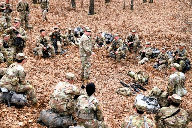 Army ROTC cadets complete field training April 11, 2025, at Fort McCoy, Wis. They are among more than 70 other cadets from seven universities completing field training. ROTC training leaders said the training was a combined field training...