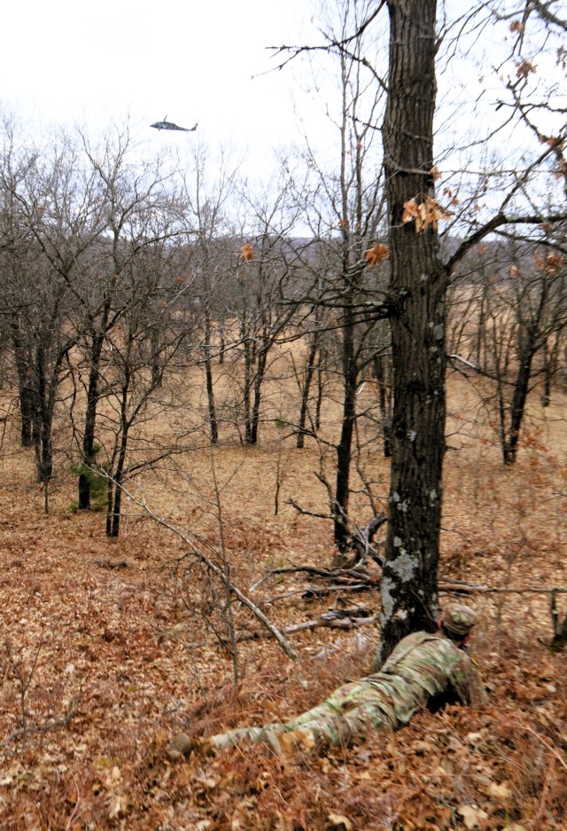 Army ROTC cadets complete field training April 11, 2025, at Fort McCoy, Wis. They are among more than 70 other cadets from seven universities completing field training. ROTC training leaders said the training was a combined field training...