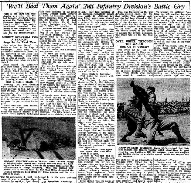 This is a news clipping from the April 7, 1945, edition of The Real McCoy newspaper at Fort McCoy, Wis. During that time, the installation was busy preparing service members for fighting in World War II. (U.S. Army Historical Photo)