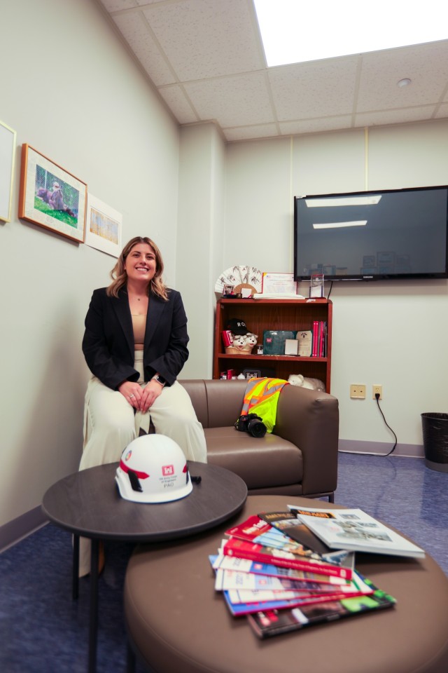 Rachel Napolitan, Chief of Public Affairs, the U.S. Army Corps of Engineers – Far East District, in her office.