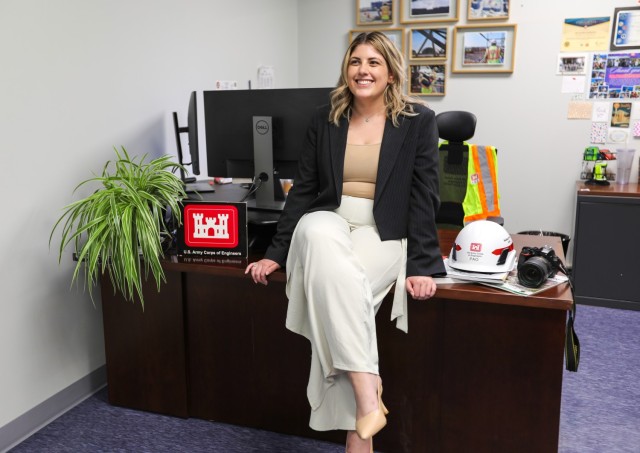 Rachel Napolitan, Chief of Public Affairs, the U.S. Army Corps of Engineers – Far East District, in her office.