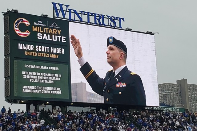 Hometown hero takes the field: Chicago Cubs salute Army Reserve officer
