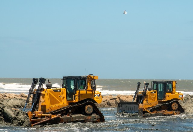 Renourishment Work Continues On Folly Beach