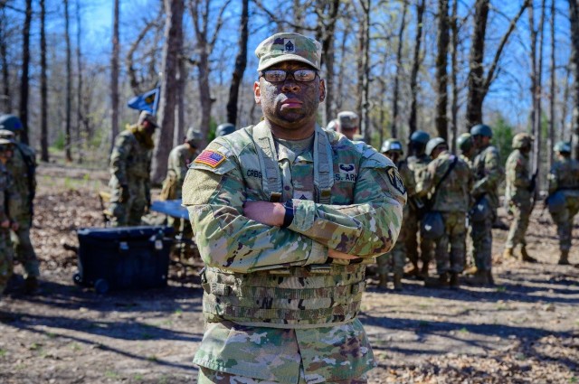 1st Sgt. Joseph Creighton with Company B, 84th Chemical Battalion, began his Army journey in the same training environment where he now serves as a leader.