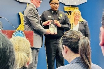 FORT DETRICK, Md. – Fort Detrick Police Capt. Reggie Mose was recognized with a Department of Defense Police Leadership Award at a Pentagon ceremony Tue...