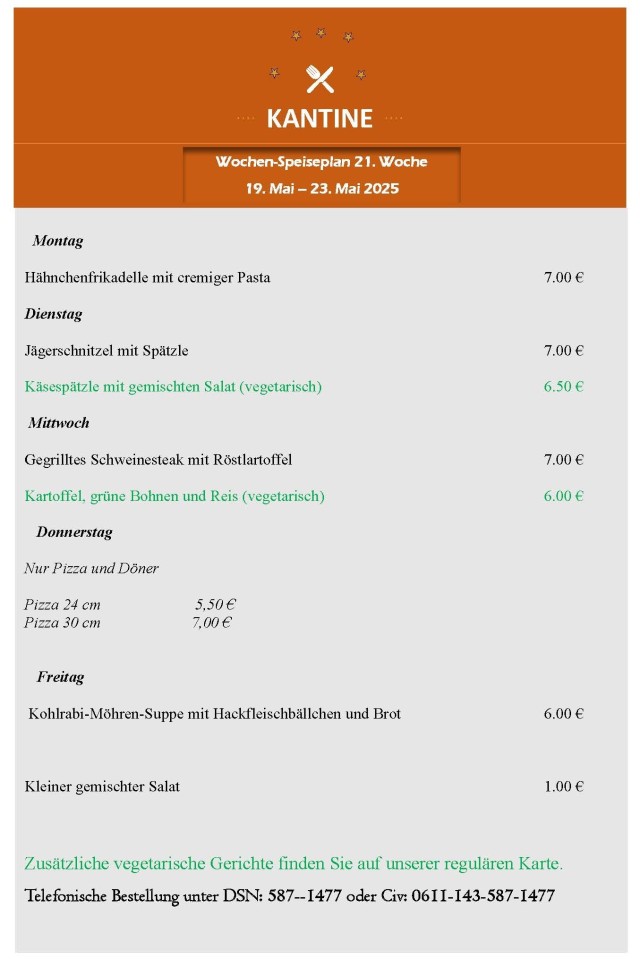 Kantine menu (DEU) - 19 May 25
