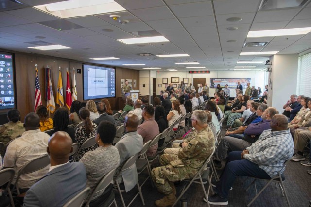 U.S. Army Security Assistance Command&#39;s Brig. Gen. Allen Pepper and Command Sgt. Maj. Stephen Burnley addressed the command&#39;s global workforce in-person virtually via MS Teams during a May 15 townhall from their Redstone Arsenal...