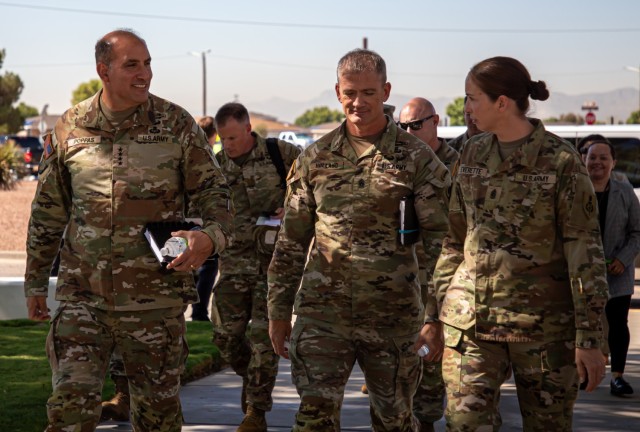 Gen. Andrew P. Poppas, the Commanding General of U.S. Army Forces Command, and Command Sgt. Maj. TJ Holland, FORSCOM's senior enlisted leader, join Command Sgt. Maj. Tammy Everette, Commandant of The NCO Leadership Center of Excellence at Fort...