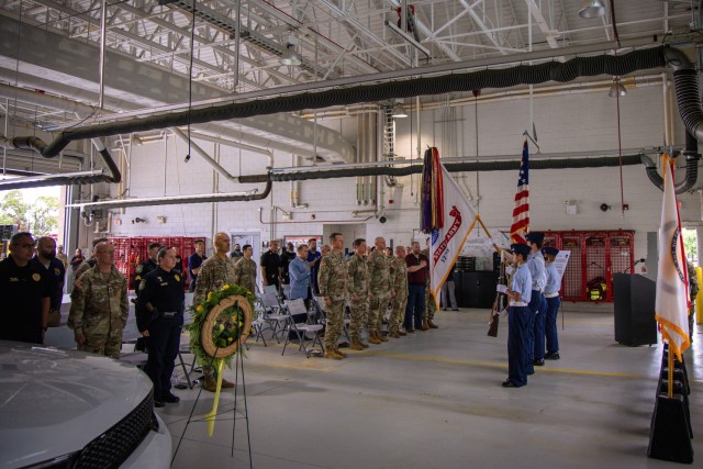 Fort Eisenhower honored fallen law enforcement officers with a solemn wreath laying ceremony on May 12, 2025, at Fire Station 1, marking the start of National Police Week.