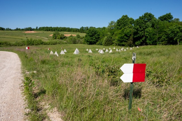 Newly constructed dragon’s teeth on Range 27A. The dragon’s teeth are going to be used for fortification training during engineer support to defensive operations training.