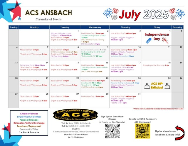 ACS Calendar - July 2025