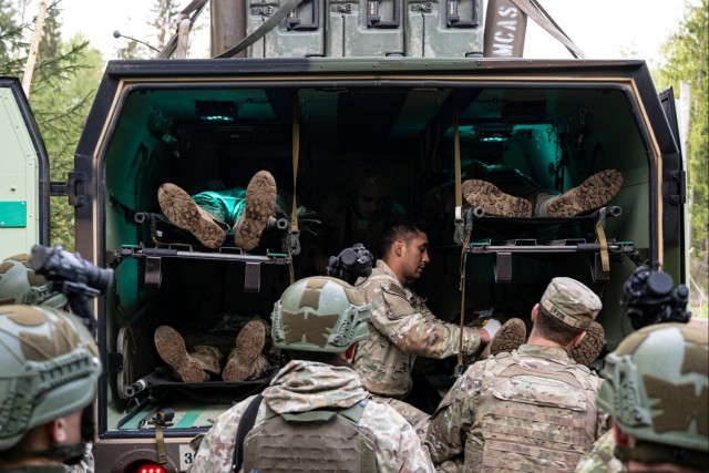 512th Field Hospital conducts mass casualty exercise with partner nation medics at Vepriai Rocket Base during DEFENDER 2025