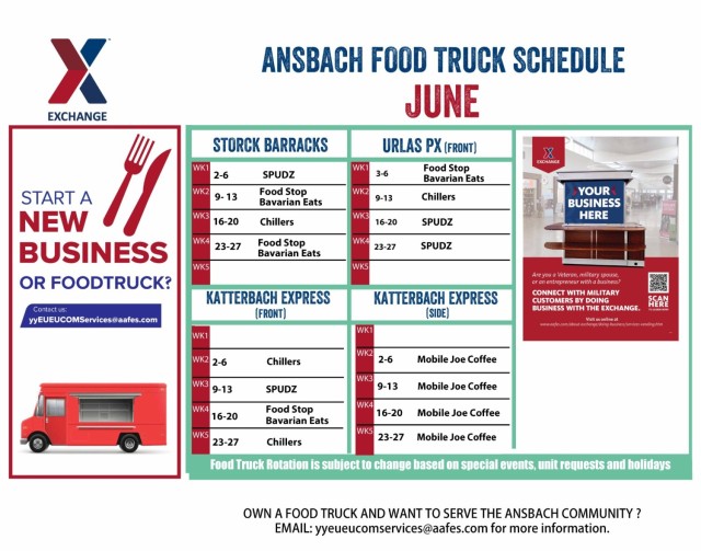 June 2025 Food Truck Schedule - USAG Ansbach