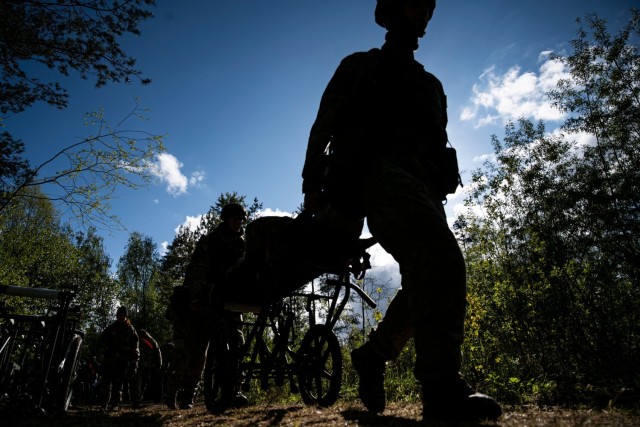512th Field Hospital conducts mass casualty exercise with partner nation medics at Vepriai Rocket Base during DEFENDER 2025