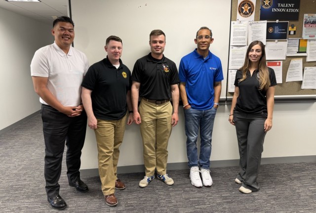 Members of the Army Junior Officer Counsel met in Washington D.C. for the AJOC Summit in April. From left, Capt. Henry Ngo; AJOC founder Maj. Chris Slininger; 1st Lt. Calvin Brigger; Col. Chaveso Cook; and Capt. Kristen Karl, director of the Army...