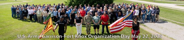 Members of Fort Knox Garrison stand for their annual group photo outside of Houston Bowling Center on May 22, 2025.