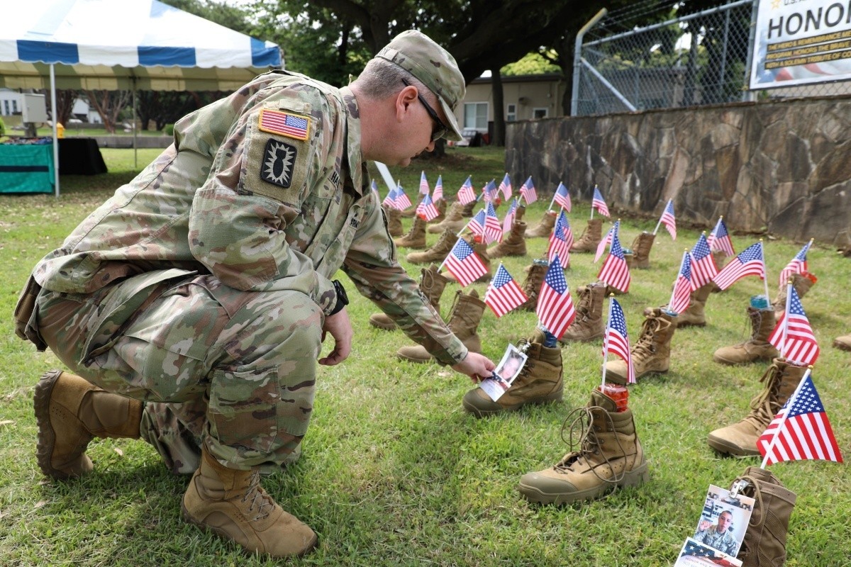 Hero's Boots' memorial display at Camp Zama offers deeply personal