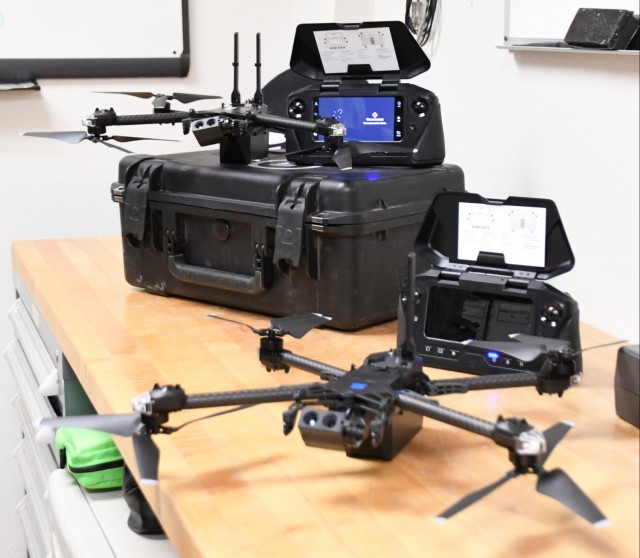 The Instrumentation Division’s Ruben Hernandez (front) and Jaime Coronado (back) are Yuma Test Center’s certified drone operators within the Engineering Support Branch. Yuma Test Center is now using the Small Unmanned Aircraft Systems to...