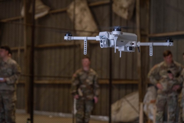 The small-unmanned aircraft system, developed by the 101st Airborne Division (Air Assault), takes its initial flight on Oct. 10, 2024, at Fort Campbell, Ky. The drone is set to be tested during Operation Lethal Eagle in the spring of 2025. (U.S....