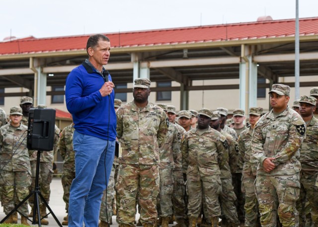 Army Emergency Relief Chief Executive Officer Tony Grinston visits U.S. Army Soldiers from 11th Engineer Battalion and 23rd Chemical Battalion at Camp Humphreys, South Korea, May 19, 2025. Grinston met with senior leaders and junior enlisted...