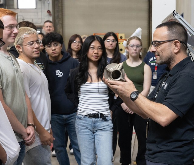 PICATINNY ARSENAL, N.J. - Frank Petrosillo describes manufacturing processes and explains equipment used to prototype armament hardware.