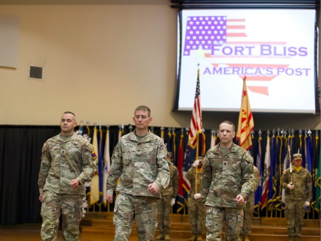Fort Bliss honors outgoing CSM Sweeney, welcomes CSM Theus at garrison ceremony
