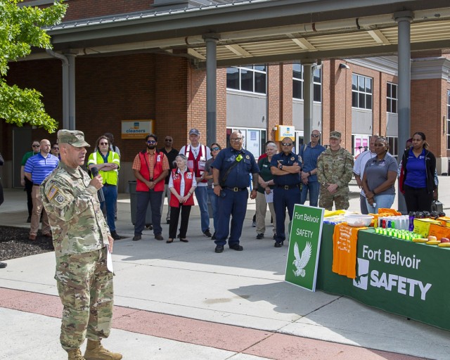 Col. David Stewart, USAG Fort Belvoir commander, welcomes attendees to the annual Safety, Health, Wellness and Resiliency Expo, highlighting the 101 Cricital Days of Summer, which brings added risk and preventable injuries to Soldiers and their...