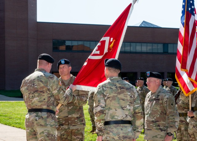 Col. Timothy Hudson officially becomes the commandant of the U.S. Army Engineer School by accepting the regiment’s flag from Maj. Gen. Christopher Beck, Maneuver Support Center of Excellence and Fort Leonard Wood commanding general May 30 on...