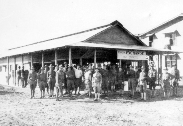 Pictured, a typical World War I-era post exchange operated by a regiment. This exchange was located at Fort Sill, Okla.
