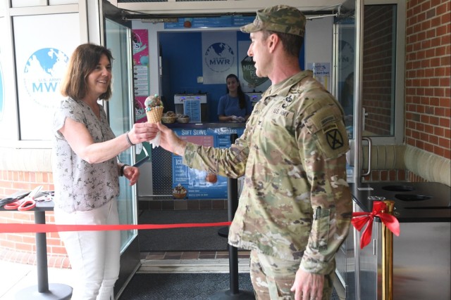 Fort Drum celebrates opening of Mountain Peak Ice Cream, the sweetest destination on post