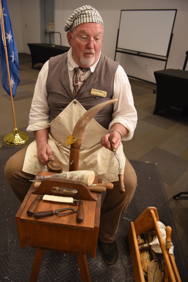 Museum Staffer Daniel Boling performs a demonstration for visitors at the National Museum of the United States Army at Fort Belvoir, Va., June 7, 2025. The performance is part of the new &#34;Call to Arms&#34; exhibit at the museum.