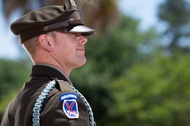 Staff Sgt. James Austin Lane, squad leader for U.S. Army Central’s 2025 Best Squad winning team, reflects on his family’s legacy of service during a portrait session at Patton Hall on Shaw Air Force Base, S.C., May 2, 2025. (U.S. Army photo by...