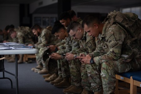 U.S. Army Soldiers attending the Basic Leaders Course take part in the installation-wide &#34;Operation Ring the Bell&#34; bone marrow drive as part of the Salute to Life bone marrow donation registry across Fort Bliss, Texas, August 6, 2024. The...