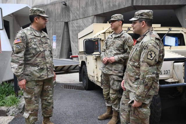 Maj. Gen. John C. Andonie, Commanding General (Interim) for the D.C. National Guard, speaks to Soldiers on mission during the 250th Army Birthday Festival and Parade in Washington, DC, on June 14, 2025. More than 800 National Guard members were...