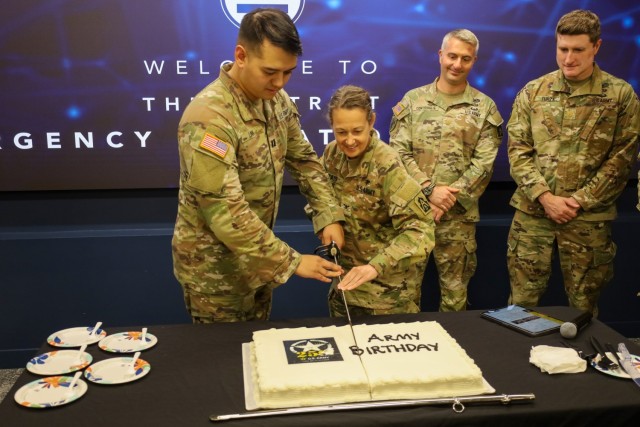 Emergency Preparedness Liaison Officers within the D.C. National Guard join other Region III federal and local partners for a cake cutting ceremony in honor of the U.S. Army&#39;s 250th birthday in Washington, DC, on June 14, 2025. They were part...