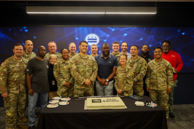 Emergency Preparedness Liaison Officers within the D.C. National Guard join other Region III federal and local partners for a cake cutting ceremony in honor of the U.S. Army&#39;s 250th birthday in Washington, DC, on June 14, 2025. They were part...