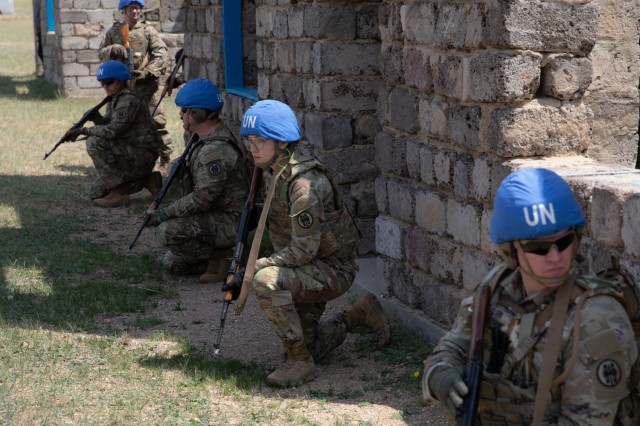 U.S. Army Soldiers assigned to 390th Military Police Battalion, 11th Military Police Brigade, 200th Military Police Command conduct cordon and search and secure exercises during Khaan Quest 2025, at Five Hills Training Area in Mongolia, June 15,...