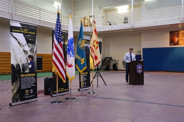 Mr. Timothy Shoemaker, Director of DHR and the event emcee, speaks during the ceremony.