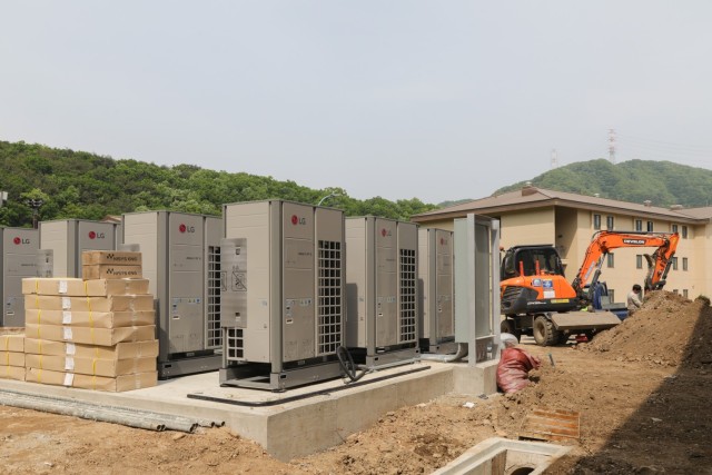 New power systems are installed just outside of building S-3889 on Camp Hovey, May 14, 2025. The Rotational Stryker Brigade Headquarters Building received a $2.2 million update aimed at expanding the operational capabilities of the building while...