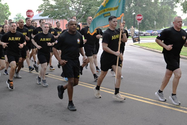 U.S. Soldiers participate in the Army Birthday Run/Walk, Joint Base Myer-Henderson Hall, Va., June 13, 2025. The event is part of week-long celebrations across the country and the Army to mark the 250th anniversary of the Army. (U.S. Army photo by...