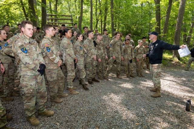 Cadet Field Training I cadets continued to build their strengths and confidence by conquering the Water Confidence Course and the Marne Confidence Course on June 5 at each location in Camp Buckner.