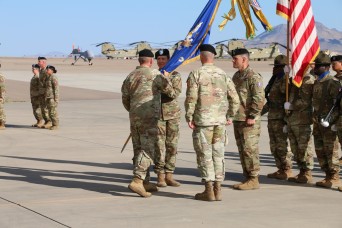 FORT HUACHUCA, Ariz. – 2nd Battalion, 13th Aviation Regiment Regulators welcomed Lt. Col. Lisa Becker during a change of command ceremony with Lt. Col....