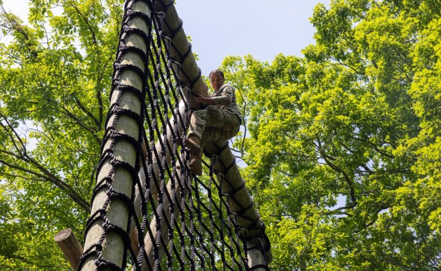Cadet Field Training I cadets continued to build their strengths and confidence by conquering the Water Confidence Course and the Marne Confidence Course on June 5 at each location in Camp Buckner.