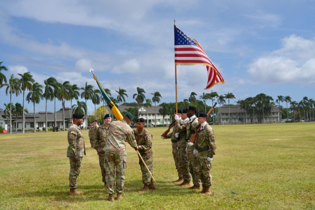 The 3d Multi-Domain Task Force conducts a change of command ceremony on historic Palm Circle at Fort Shafter, Hawaii, June 18, 2025, marking the formal transition of leadership from Brig. Gen. Michael