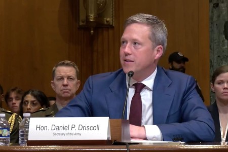 Army Secretary Daniel P. Driscoll testifies during the Senate Appropriations Committee&#39;s defense subcommittee hearing in Washington, June 18, 2025. Army senior leaders spoke to lawmakers about the service&#39;s transformation initiative.