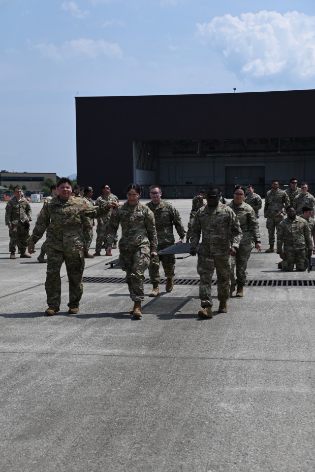 C Co. 1-171st General Support Aviation Battalion provided two UH-60L Blackhawk medical evacuation helicopters and medics assigned to the 466th Medical Company (Area Support) provided litter training.